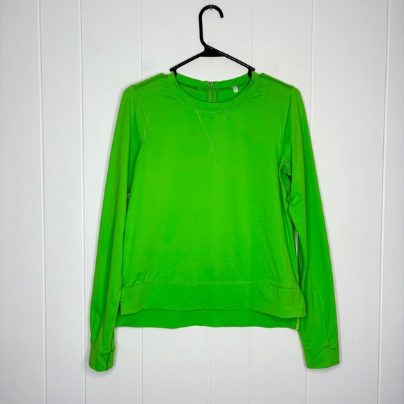 Lululemon Run: Warm Up Crew Frond Lime Green Running Workout Women’s Size Medium - Picture 3 of 8